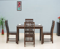 Taiz Sheesham Wood 4 Seater Dining Table Set with 4 Chair for Dining Room - Dining Set - Furniselan - Teak-Finish