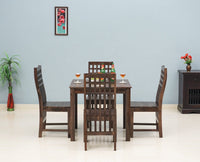Taiz Sheesham Wood 4 Seater Dining Table Set with 4 Chair for Dining Room - Dining Set - Furniselan - Teak-Finish