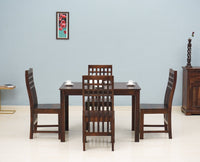 Taiz Sheesham Wood 4 Seater Dining Table Set with 4 Chair for Dining Room - Dining Set - Furniselan - Rosewood-Fine-Finish