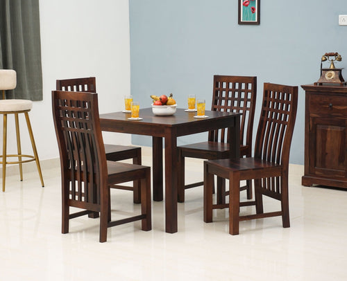 Taiz Sheesham Wood 4 Seater Dining Table Set with 4 Chair for Dining Room - Dining Set - Furniselan