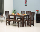 Taiz Sheesham Wood 6 Seater Dining Table Set with 4 Chair & Becnch for Dining Room