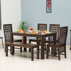 Taiz Sheesham Wood 6 Seater Dining Table Set with 4 Chair & Becnch for Dining Room - Dining Set - Furniselan - Grey-Finish