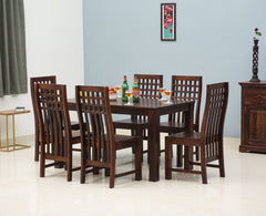 Taiz Sheesham Wood 6 Seater Dining Table Set with 6 Chair for Dining Room - Dining Set - Furniselan - Rosewood-Fine-Finish