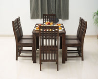 Taiz Sheesham Wood 6 Seater Dining Table Set with 6 Chair for Dining Room - Dining Set - Furniselan - Grey-Finish