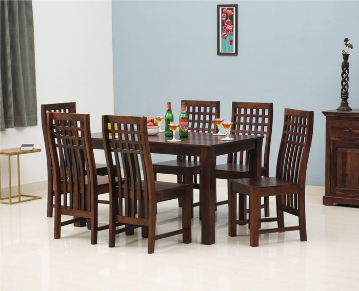 Taiz Sheesham Wood 6 Seater Dining Table Set with 6 Chair for Dining Room - Dining Set - Furniselan