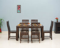 Taiz Sheesham Wood 6 Seater Dining Table Set with 6 Chair for Dining Room - Dining Set - Furniselan - Grey-Finish