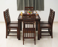 Taiz Sheesham Wood 6 Seater Dining Table Set with 6 Chair for Dining Room - Dining Set - Furniselan - Rosewood-Fine-Finish