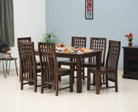 Taiz Sheesham Wood 6 Seater Dining Table Set with 6 Chair for Dining Room - Dining Set - Furniselan - Grey-Finish