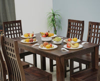 Taiz Sheesham Wood 6 Seater Dining Table Set with 6 Chair for Dining Room - Dining Set - Furniselan - Grey-Finish