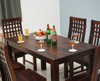 Taiz Sheesham Wood 6 Seater Dining Table Set with 6 Chair for Dining Room - Dining Set - Furniselan - Rosewood-Fine-Finish