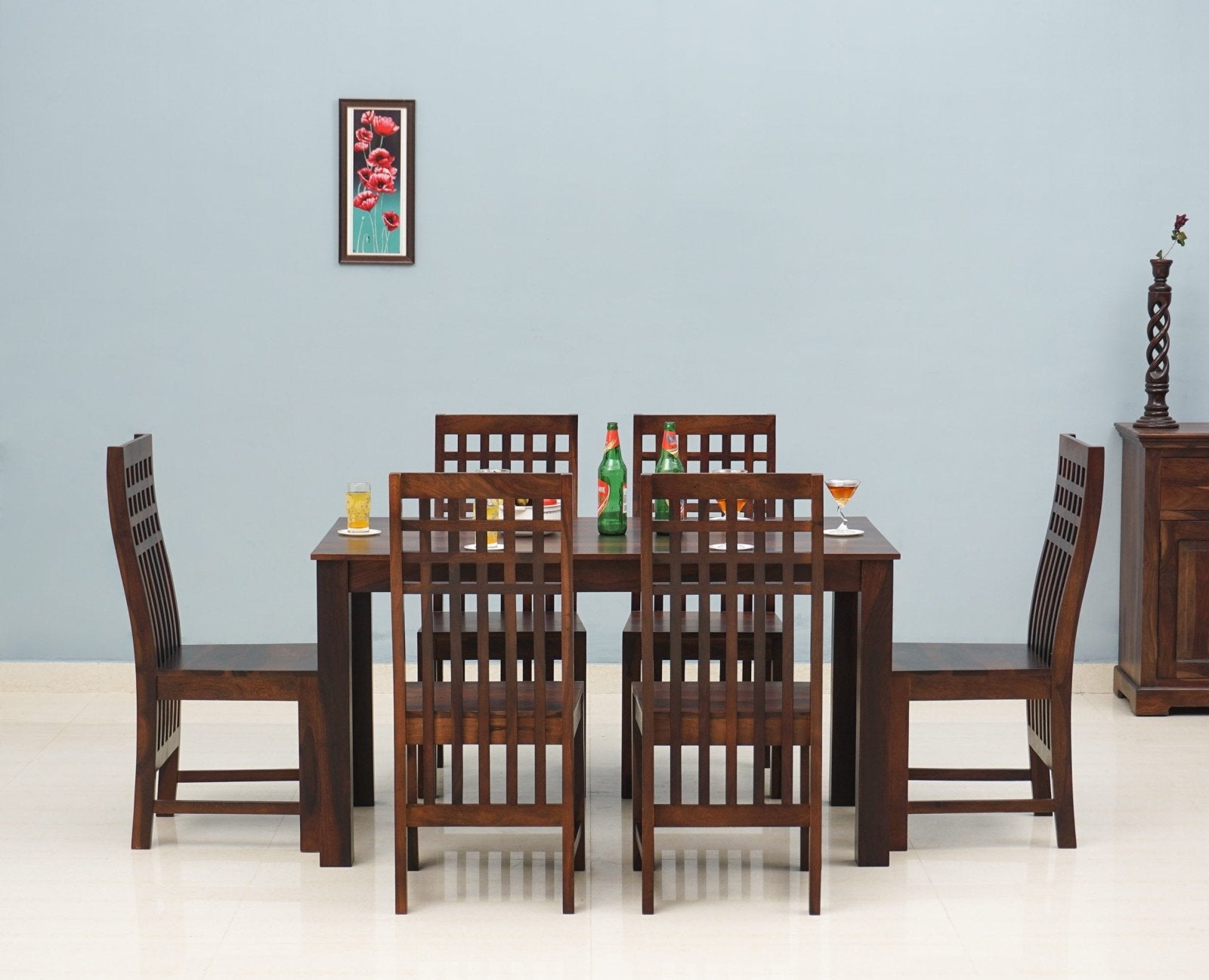 Buy Sheesham Wood 6 Seater Dining Table Set with 6 Chair for Dining ...