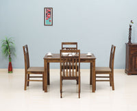 Tehran Sheesham Wood 4 Seater Dining Table Set with 4 Chair for Dining Room - Dining Set - Furniselan - Teak-Finish