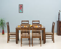 Tehran Sheesham Wood 6 Seater Dining Table Set with 6 Chair for Dining Room - Dining Set - Furniselan - Teak-Finish