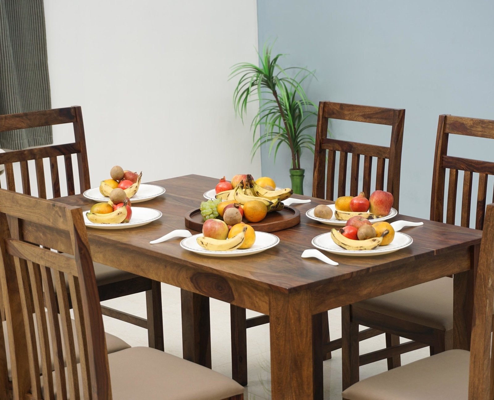 Buy Sheesham Wood 6 Seater Dining Table Set with 6 Chair for Dining ...