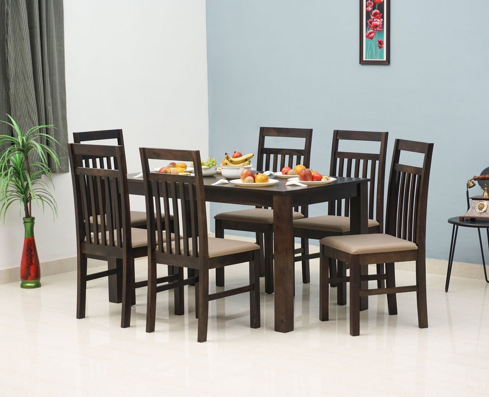 Buy Sheesham Wood 6 Seater Dining Table Set with 6 Chair for Dining ...