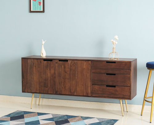 Vienna Solid Wood Three Drawer Two Door Sideboard - Sideboard - Furniselan - Grey Finish