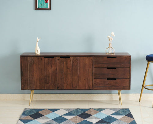 Vienna Solid Wood Three Drawer Two Door Sideboard - Sideboard - Furniselan - Grey Finish