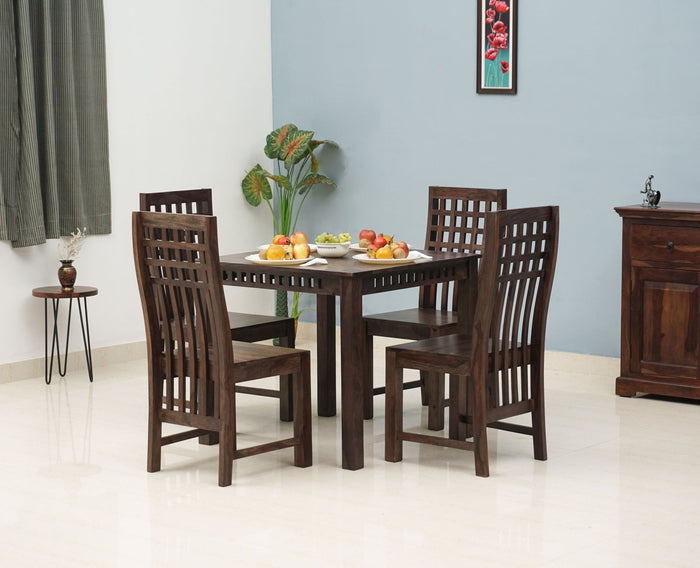 Vijayawada Sheesham Wood 4 Seater Dining Table Set with 4 Chair for Dining Room - Dining Set - Furniselan