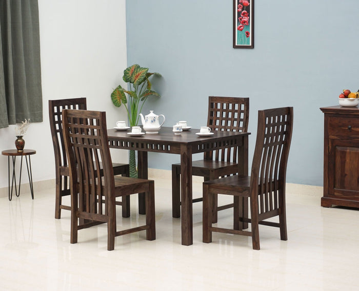 Vijayawada Sheesham Wood 4 Seater Dining Table Set with 4 Chair for Dining Room - Dining Set - Furniselan