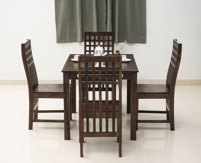 Buy Sheesham Wood 4 Seater Dining Table Set with 4 Chair for Dining Room Online on Furniselan
