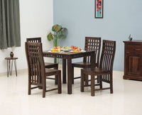 Vijayawada Sheesham Wood 4 Seater Dining Table Set with 4 Chair for Dining Room - Dining Set - Furniselan - Grey-Finish