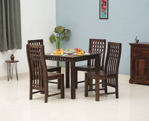 Vijayawada Sheesham Wood 4 Seater Dining Table Set with 4 Chair for Dining Room - Dining Set - Furniselan