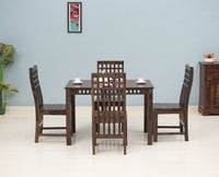 Vijayawada Sheesham Wood 4 Seater Dining Table Set with 4 Chair for Dining Room - Dining Set - Furniselan - Grey-Finish