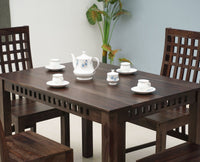 Vijayawada Sheesham Wood 4 Seater Dining Table Set with 4 Chair for Dining Room - Dining Set - Furniselan - Grey-Finish