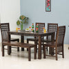 Vijayawada Sheesham Wood 6 Seater Dining Table Set with 4 Chair & Becnch for Dining Room - Dining Set - Furniselan - Grey-Finish