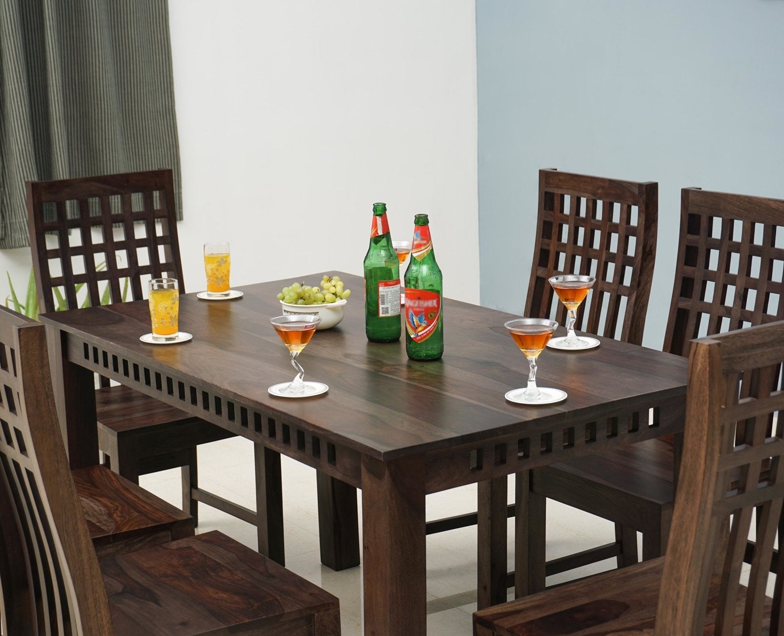 Buy Sheesham Wood 6 Seater Dining Table Set with 6 Chair for Dining Room Online on Furniselan