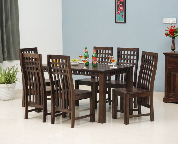 Vijayawada Sheesham Wood 6 Seater Dining Table Set with 6 Chair for Dining Room - Dining Set - Furniselan