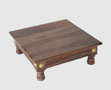 Vinayak Wooden Pooja Chowki - Furniselan - Grey-Finish