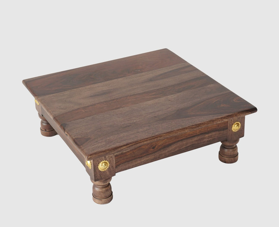 Vinayak Wooden Pooja Chowki - Furniselan - Grey-Finish