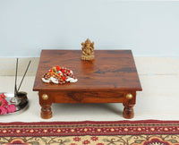 Vinayak Wooden Pooja Chowki - Furniselan - Maple-Finish