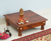 Vinayak Wooden Pooja Chowki - Furniselan - Maple-Finish