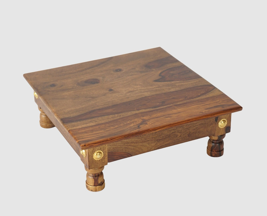 Vinayak Wooden Pooja Chowki - Furniselan - Teak-Finish
