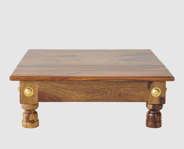 Vinayak Wooden Pooja Chowki - Furniselan - Teak-Finish