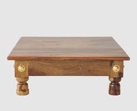 Vinayak Wooden Pooja Chowki - Furniselan - Teak-Finish