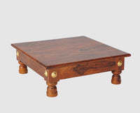 Vinayak Wooden Pooja Chowki - Furniselan - Maple-Finish