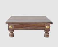 Vinayak Wooden Pooja Chowki - Furniselan - Grey-Finish
