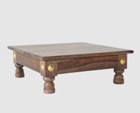 Vinayak Wooden Pooja Chowki - Furniselan - Grey-Finish