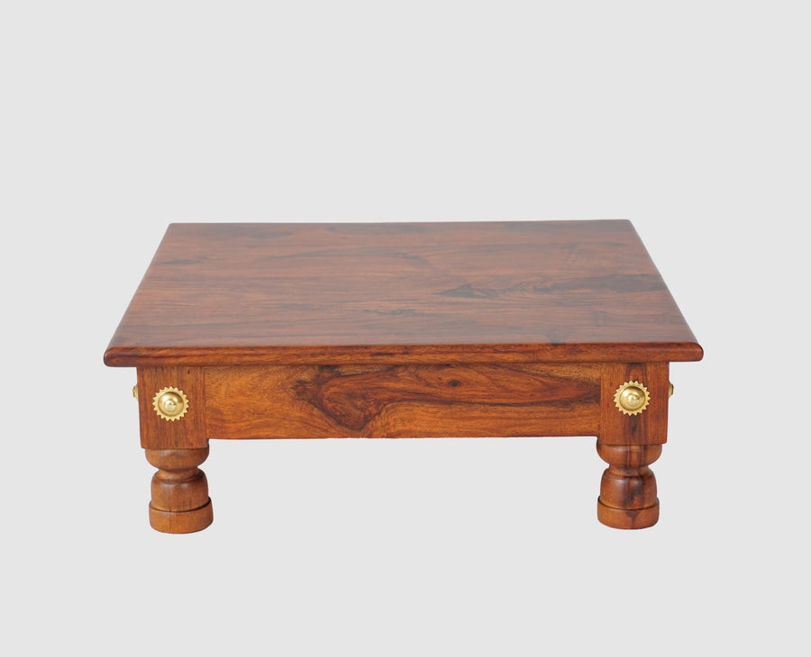 Vinayak Wooden Pooja Chowki - Furniselan - Maple-Finish