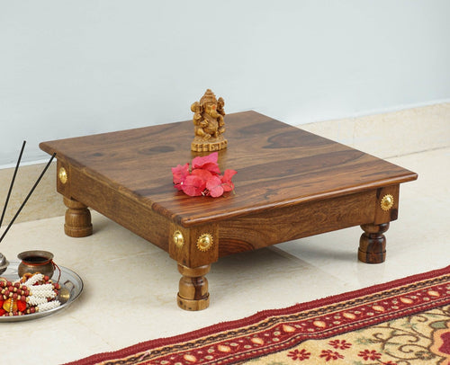 Vinayak Wooden Pooja Chowki - Furniselan