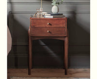 Wellington Solid Wood Two Drawer Side Table - Furniselan-Brown-Finish