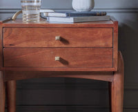 Wellington Solid Wood Two Drawer Side Table - Furniselan-Brown-Finish